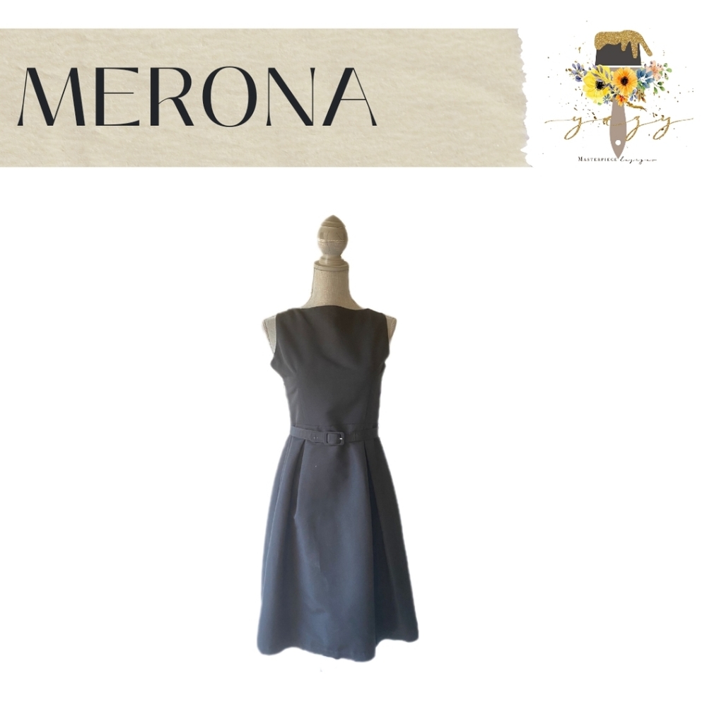 MERONA, SIZE 2, Strapless, Gray, with a Belt on the Waist, Dress